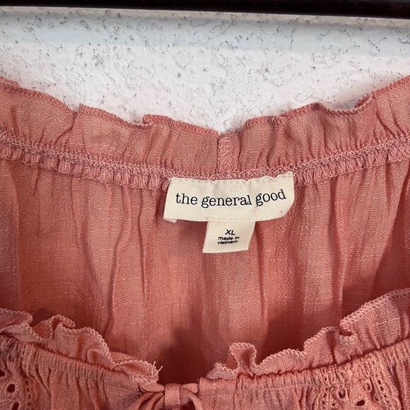 The General Good Stitch Fix Womens Peasant Top XL Orange Short Sleeve Cottagcore - Picture 6 of 10